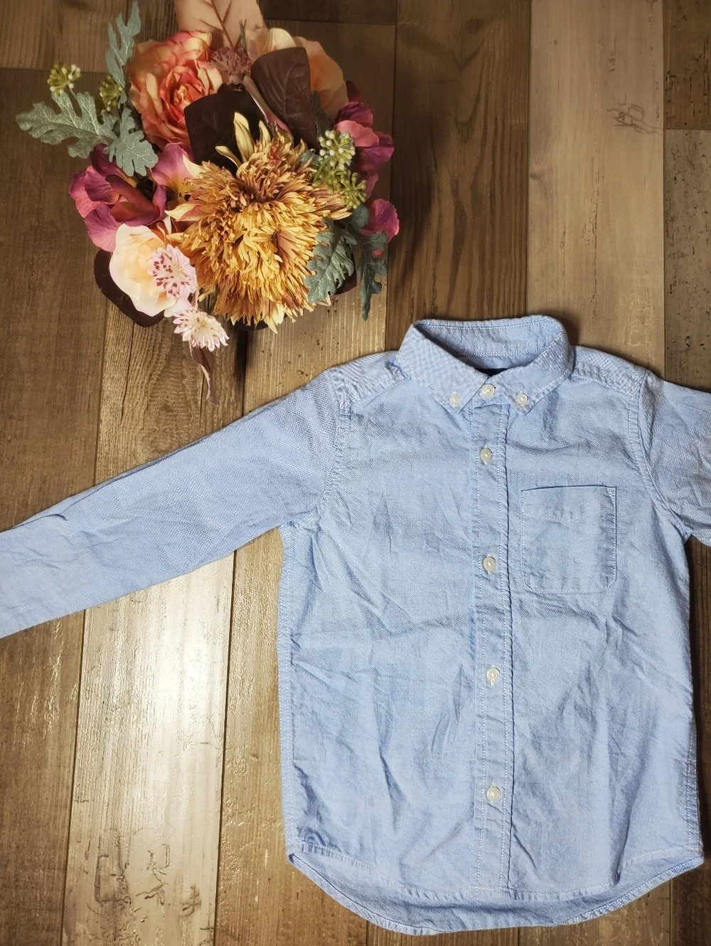 PLACE Blue Boys 100% Cotton Buttondown Dress Shirt Size 5/6 NWOT